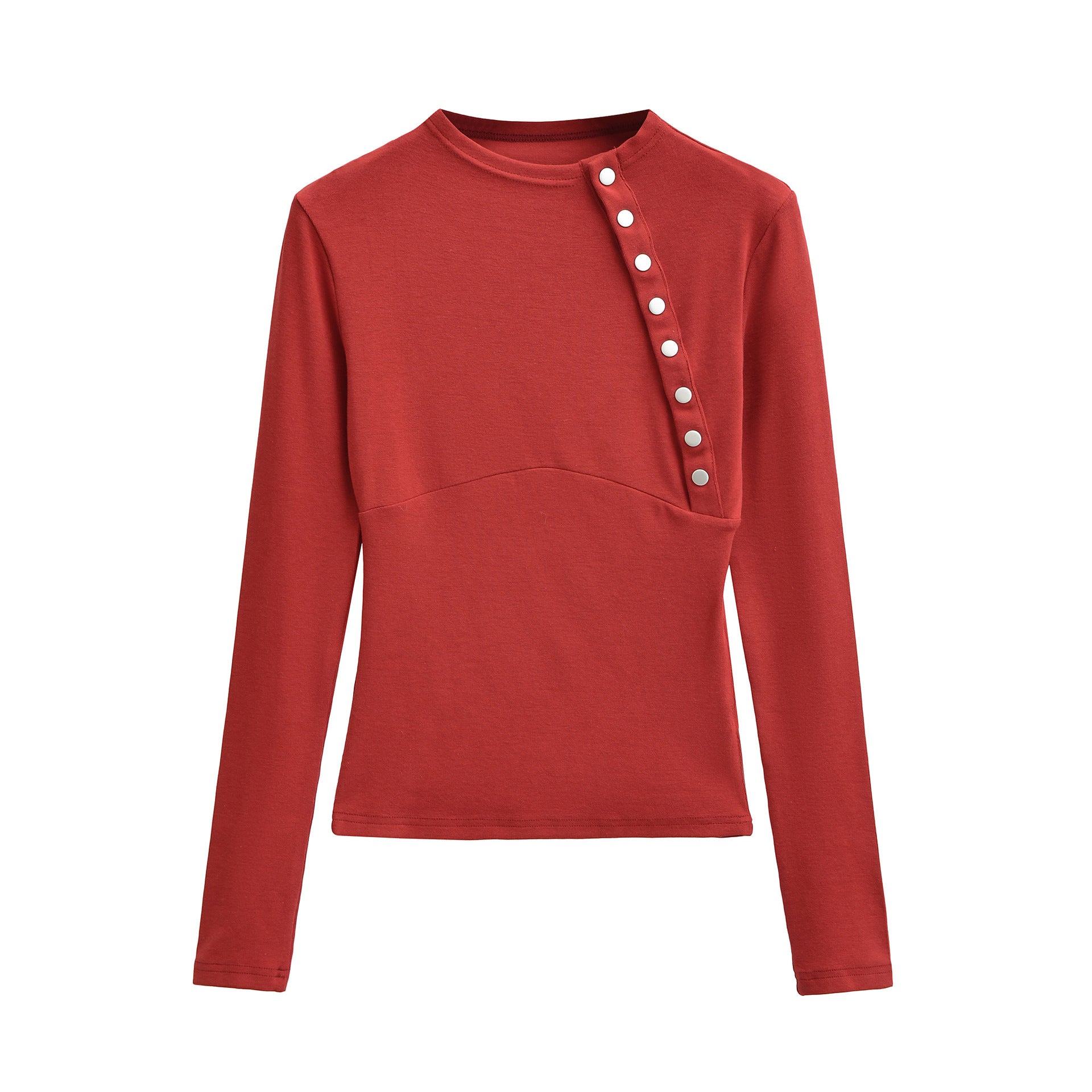 Women Fitted Long Sleeve with Asymmetrical Snap Placket Chichicherry