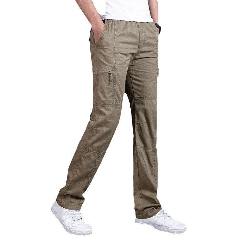 Men's Robust Cargo Work Pants with Pre-shaped Knees, Multi-pockets & Elastic Drawstring Chichicherry