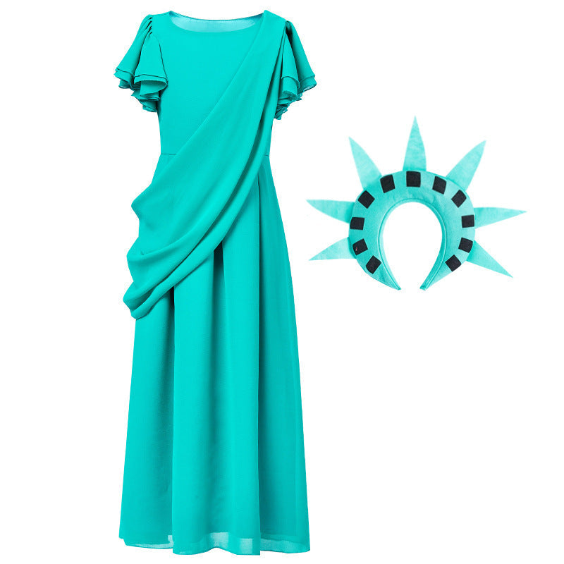 Girl costume as Statue of Liberty with elegant dress and accessories Chichicherry