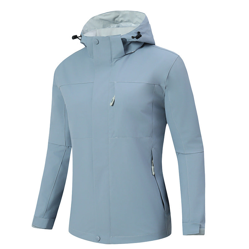 Men's Minimalistic Waterproof Softshell Jacket with Contrast Lining, Adjustable Hood, and Concealed Zippers Chichicherry
