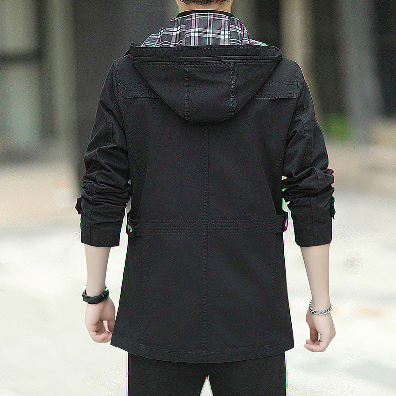 Men's lightweight canvas field parka with hood, chest zip and adjustable waist tabs Chichicherry