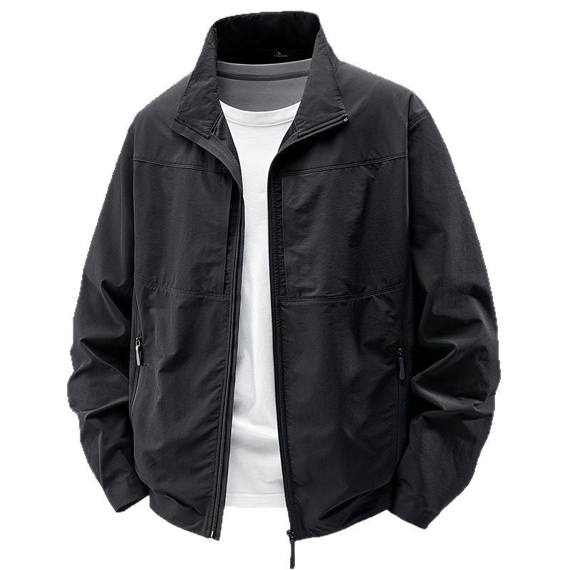 Men's lightweight urban windbreaker with standing collar, water-repellent fabric blend and concealed zippers Chichicherry