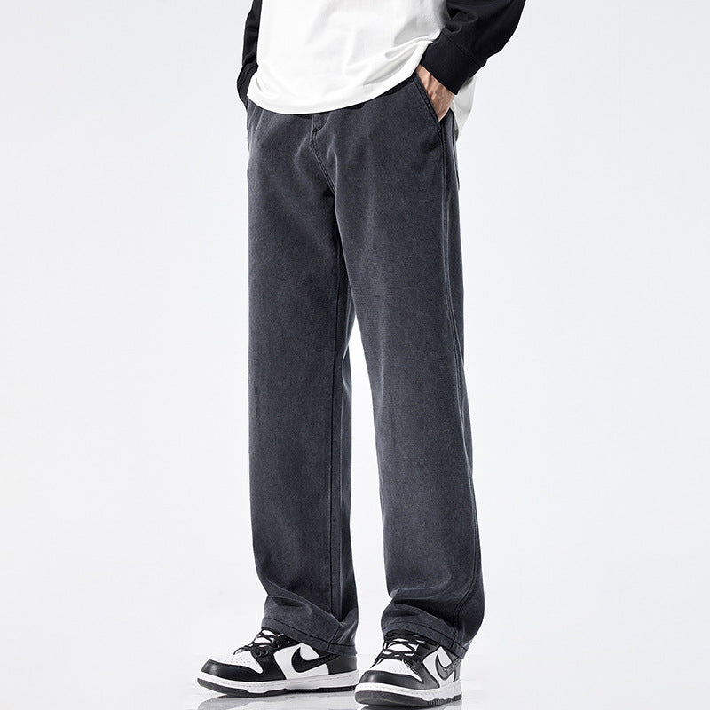 Men's Loose Fit Jeans with Vintage Wash and Straight Leg Chichicherry