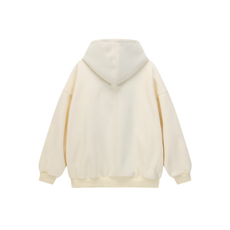 Unisex Oversize Hooded Sweat Jacket with Checked Lining, Full Zip and Ribbed Hem Chichicherry