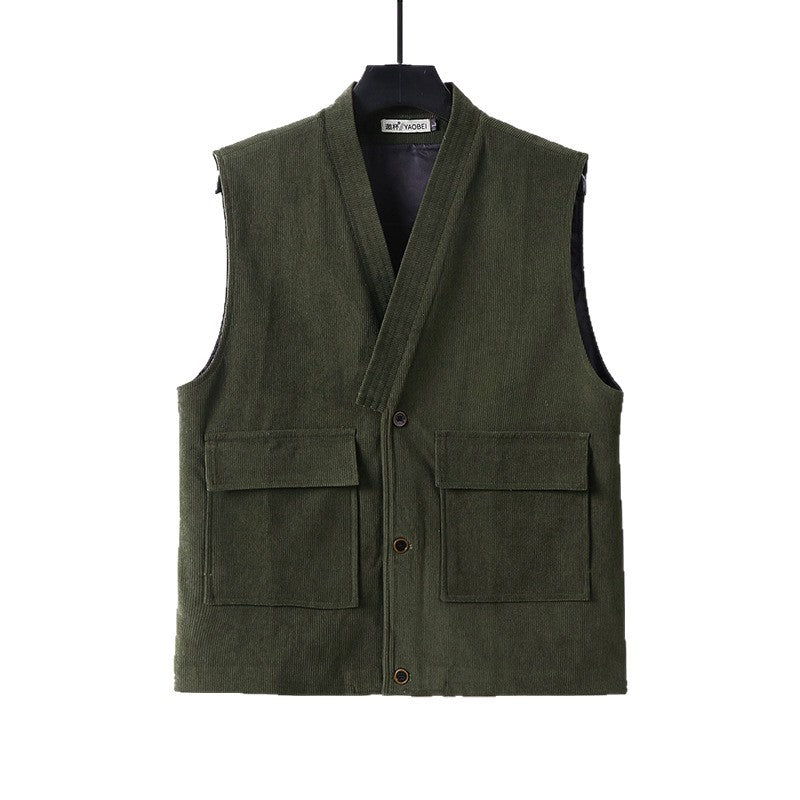 Men's fine cord waistcoat with patch pockets and satin lining Chichicherry