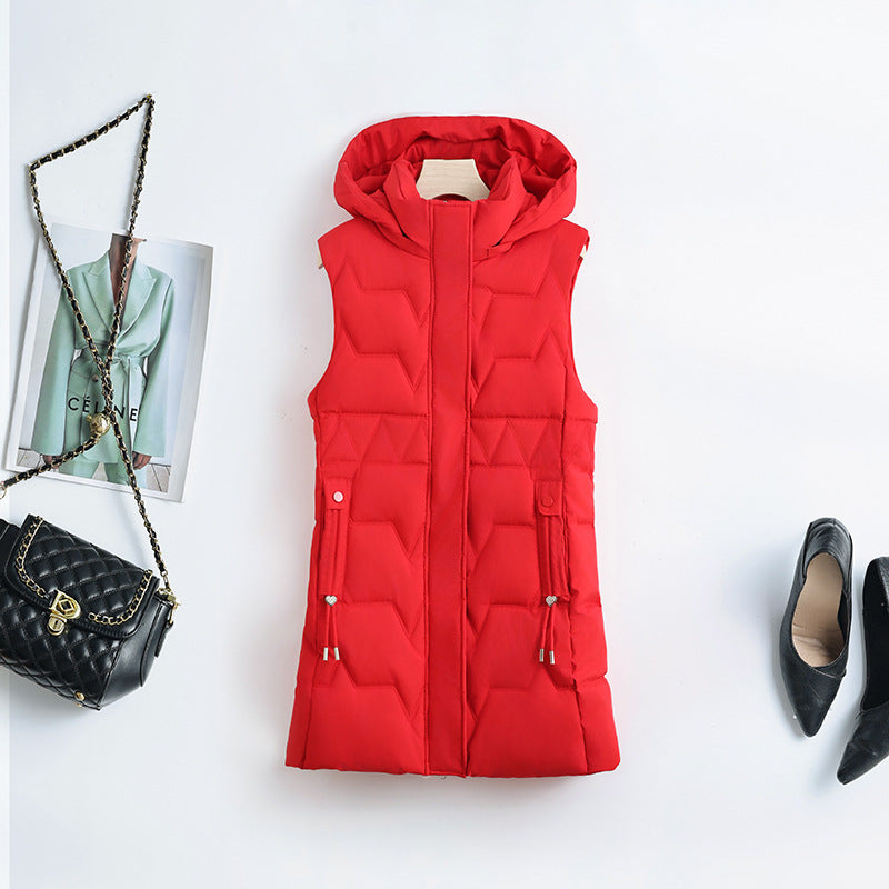 Women's nano thermal quilted vest with hood, drawstring, and concealed zipper Chichicherry