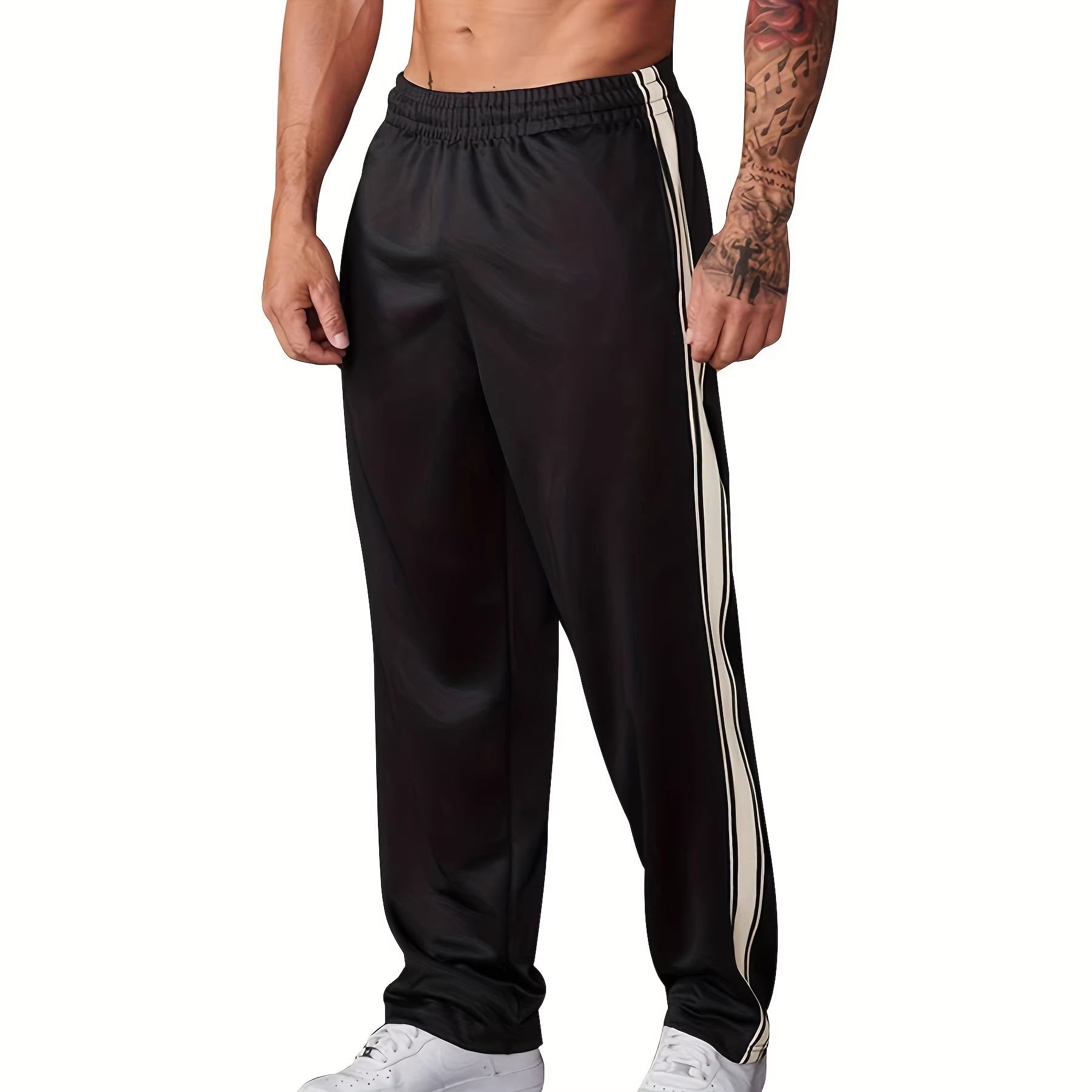 Men's sporty training pants with side tape stripes and elastic waistband Chichicherry