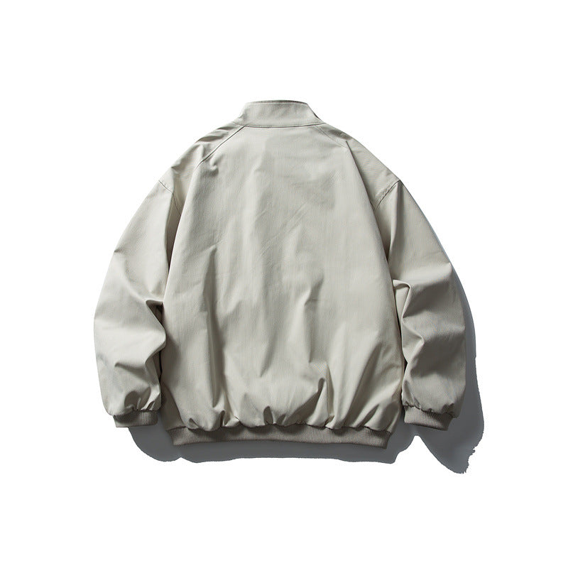 Unisex Oversize Boxy Bomber Jacket with Stand-up Collar and Large Flap Pockets Chichicherry