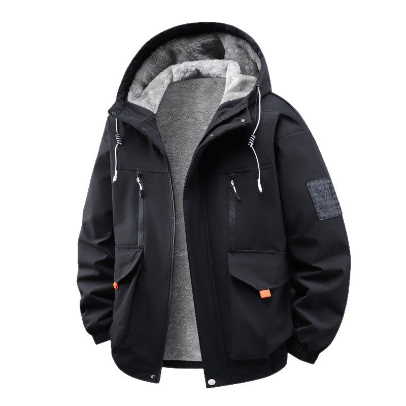 Men's Technical Outdoor Jacket with Teddy Lining, Windproof Outer Layer and Multifunction Pockets Chichicherry