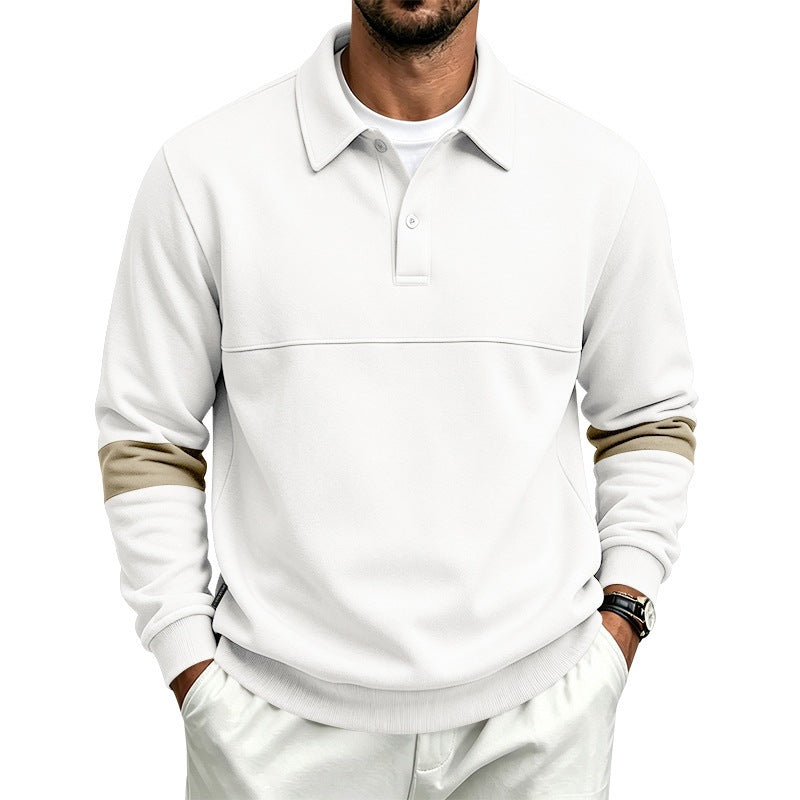 Men's polo shirt sweater with chest seam and contrast stripes on the sleeves Chichicherry