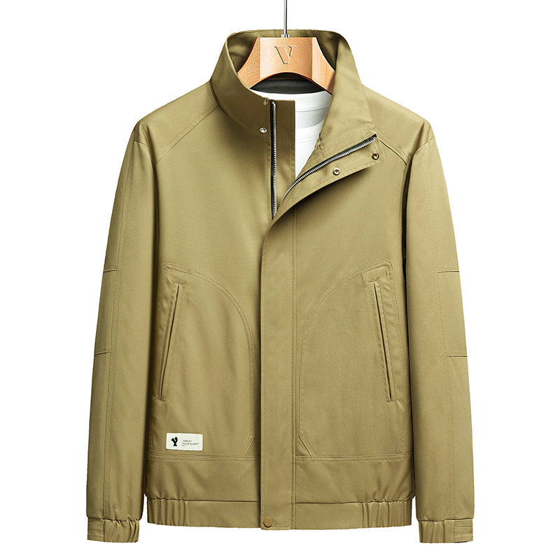 Men's lightweight softshell transition jacket in utility minimal style with high-standing collar and concealed zipper Chichicherry