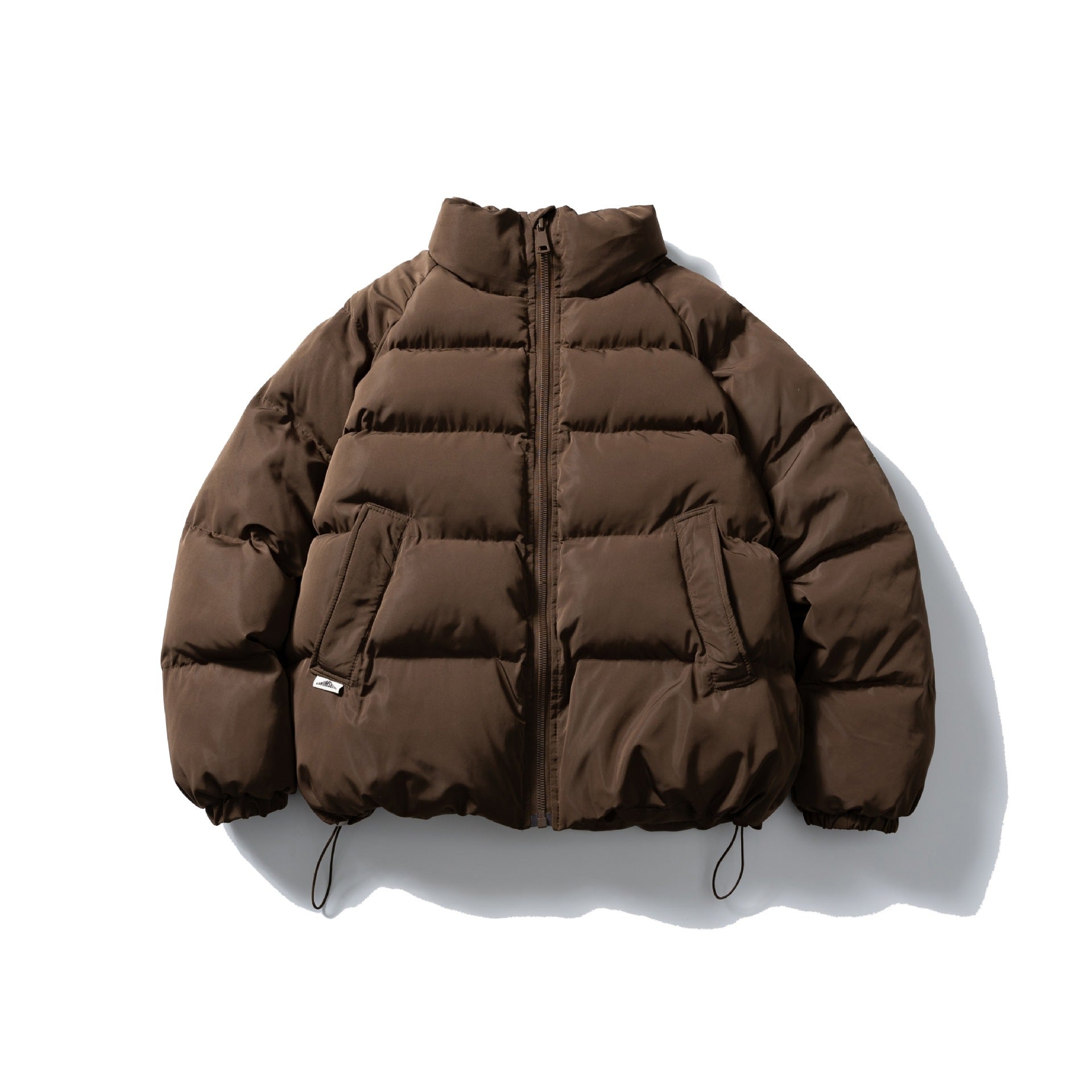 Unisex Short Cut Quilted Jacket in Boxy Cut with High Collar and Drawstring Chichicherry