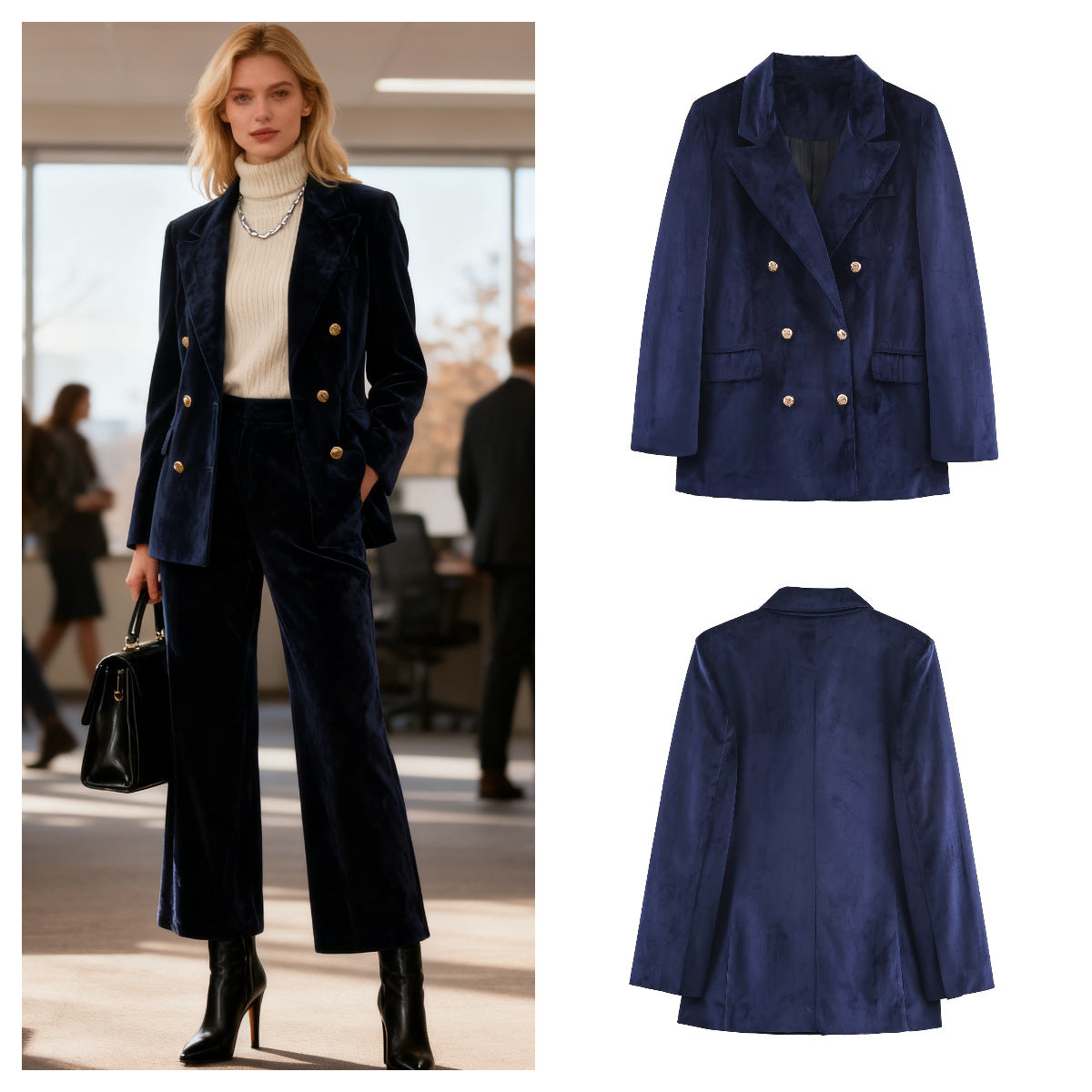 Women Wide Velvet Pants with High Waist and Wide Leg Chichicherry