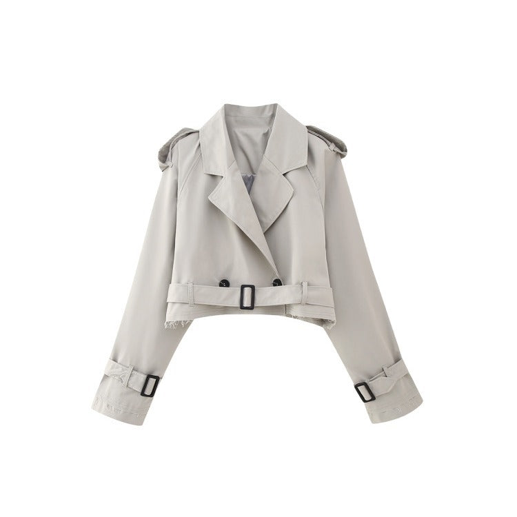 Women’s Short Trench with Waist Belt and Epaulettes Chichicherry