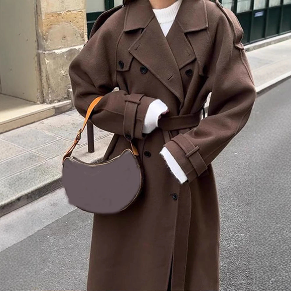 Women Extravagantly Cut Oversized Wool Coat with Epaulettes and Wide Shawl Collar Chichicherry