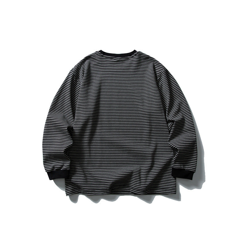 Unisex Oversize Longsleeve in maritime look with fine striped texture and ribbed collar Chichicherry