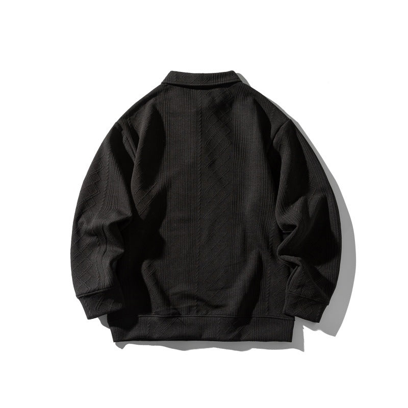 Unisex Structured Polo Shirt - Oversized Knit Sweater with Cable and Diamond Knit Chichicherry