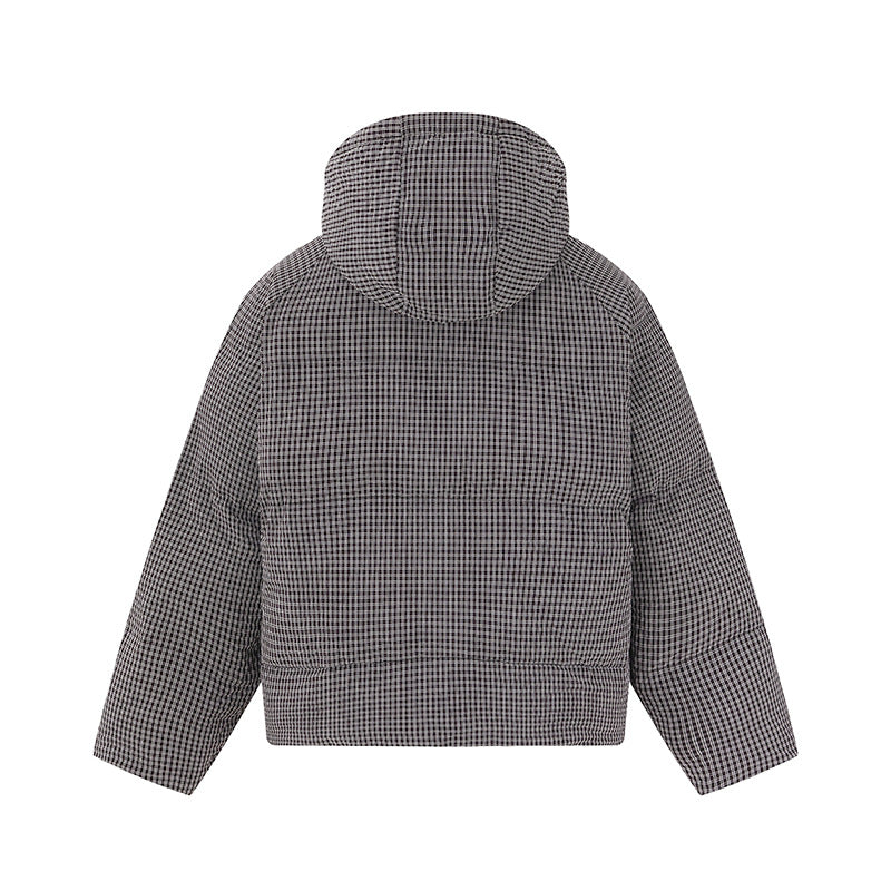 Unisex short-cut padded hoodie with fine check quilting Chichicherry