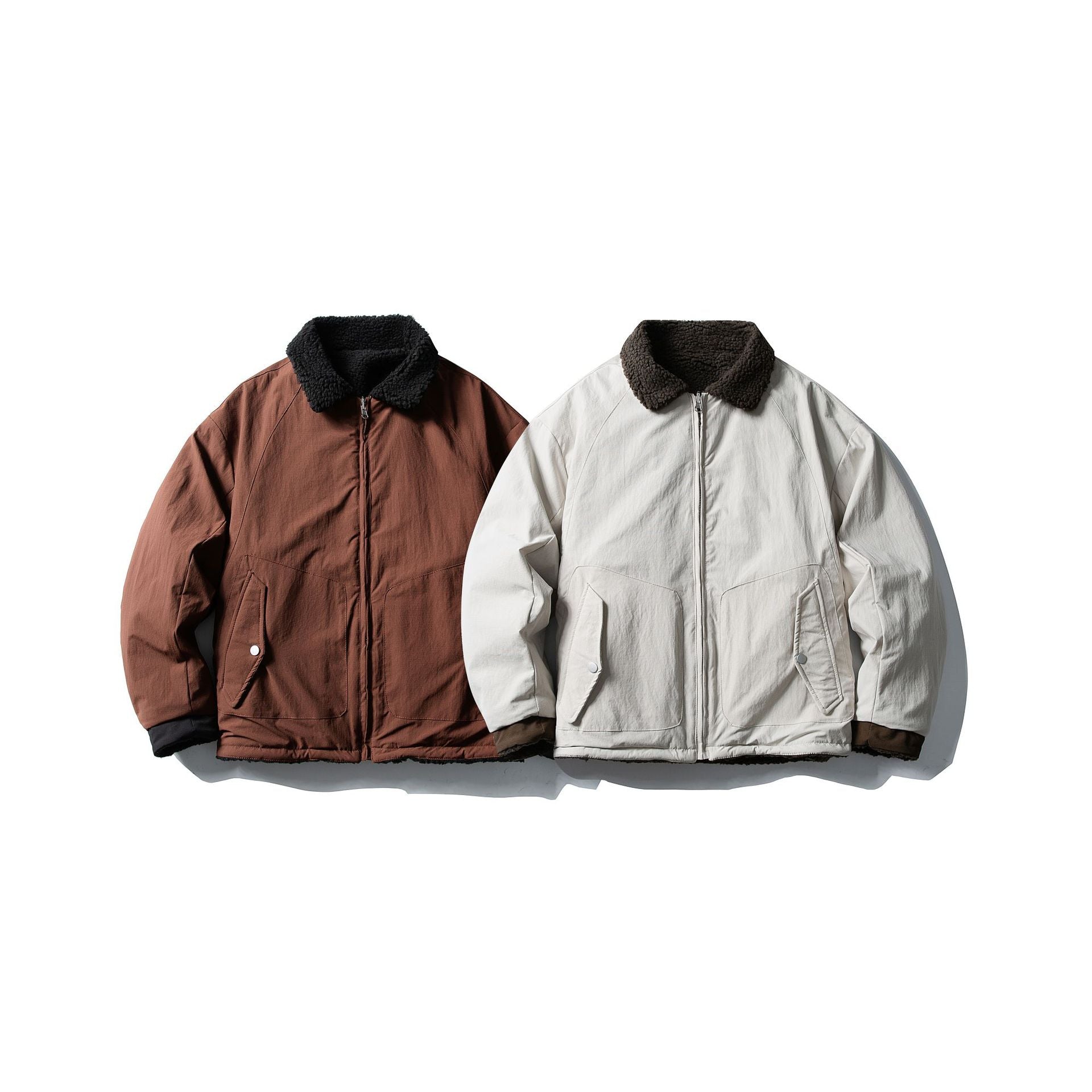 Men's short-cut insulated blouson with sherpa collar and flap pockets Chichicherry