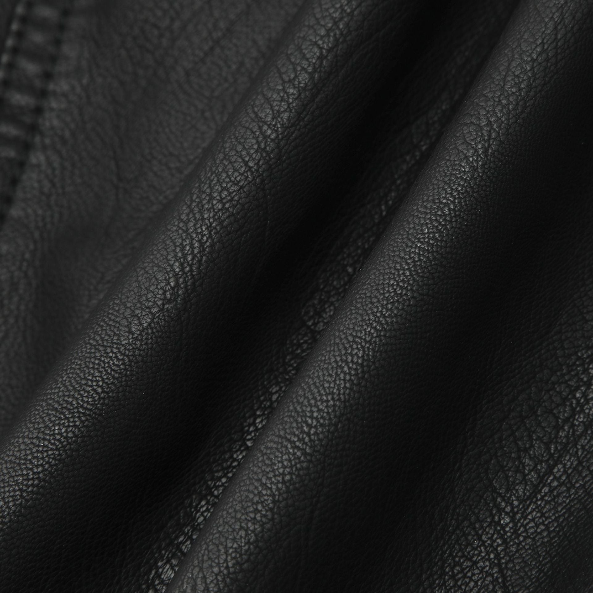 Ladies Slim Real Leather Jacket with Standing Collar, Quilted Panels and Zipper Chichicherry