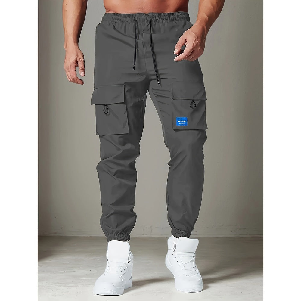 Men's Tapered Cargo Jogger with Elastic Waistband, Drawstring & Multiple Pockets Chichicherry