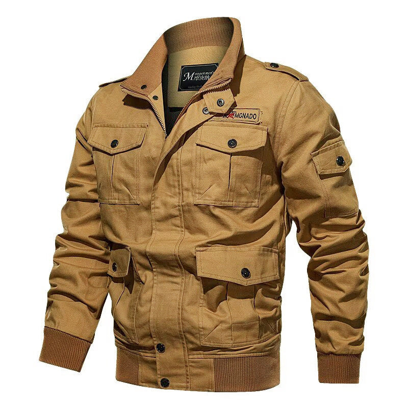 Men's field jacket in military style with multiple pockets and knit collar Chichicherry