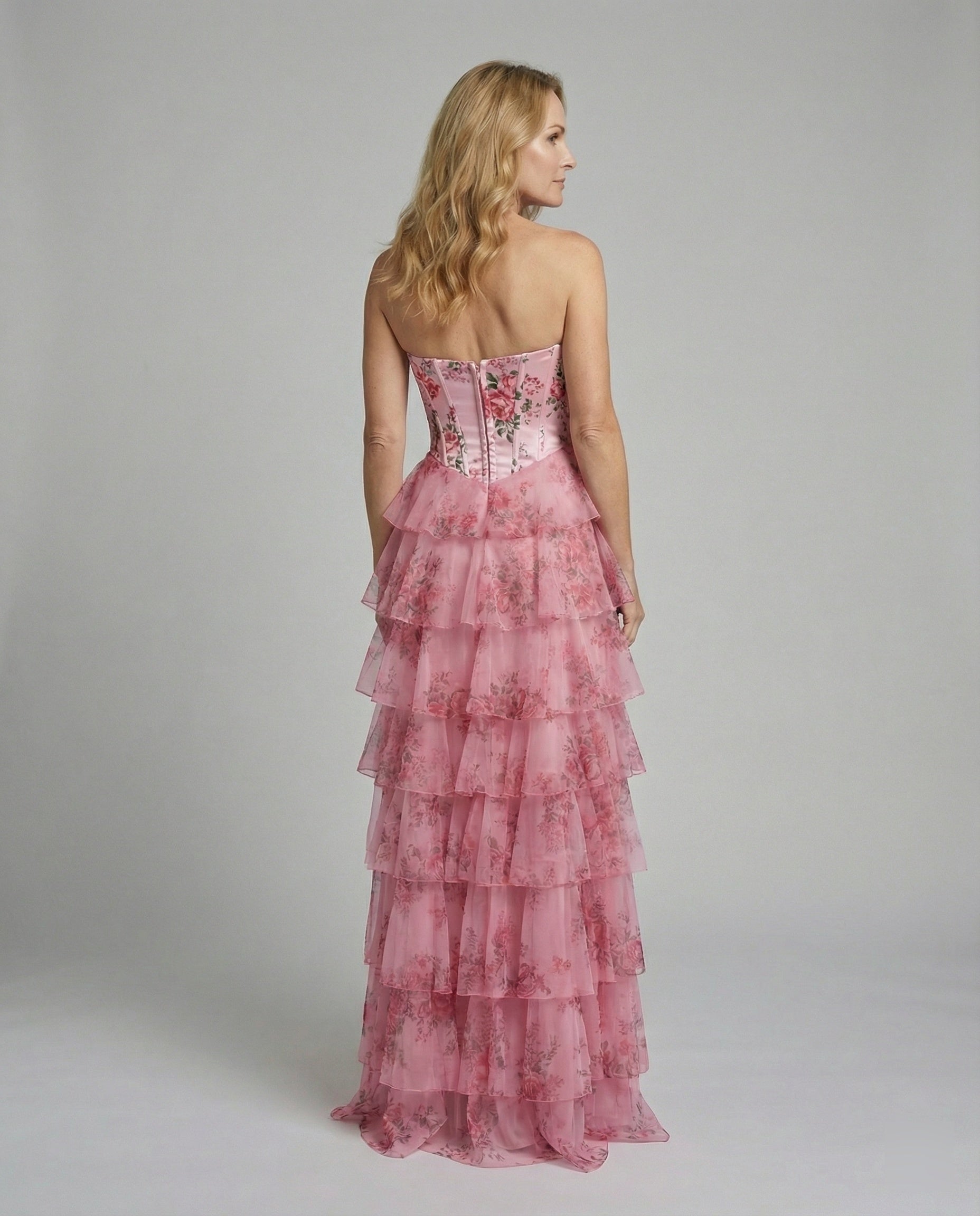 Evening dress long strapless with slit