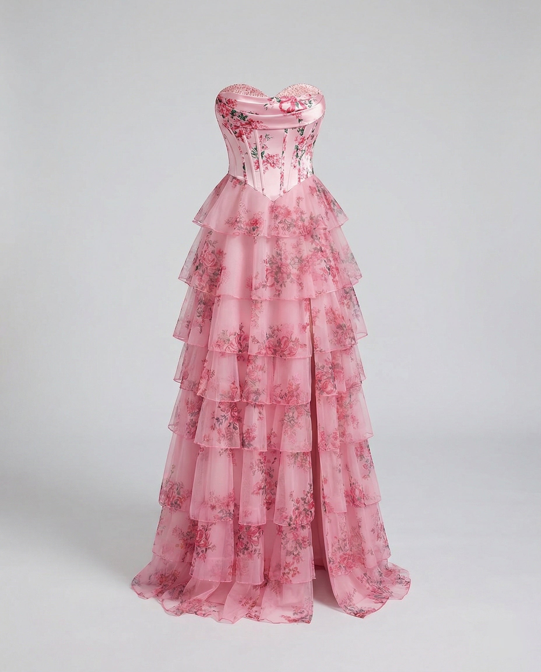 Evening dress long strapless with slit