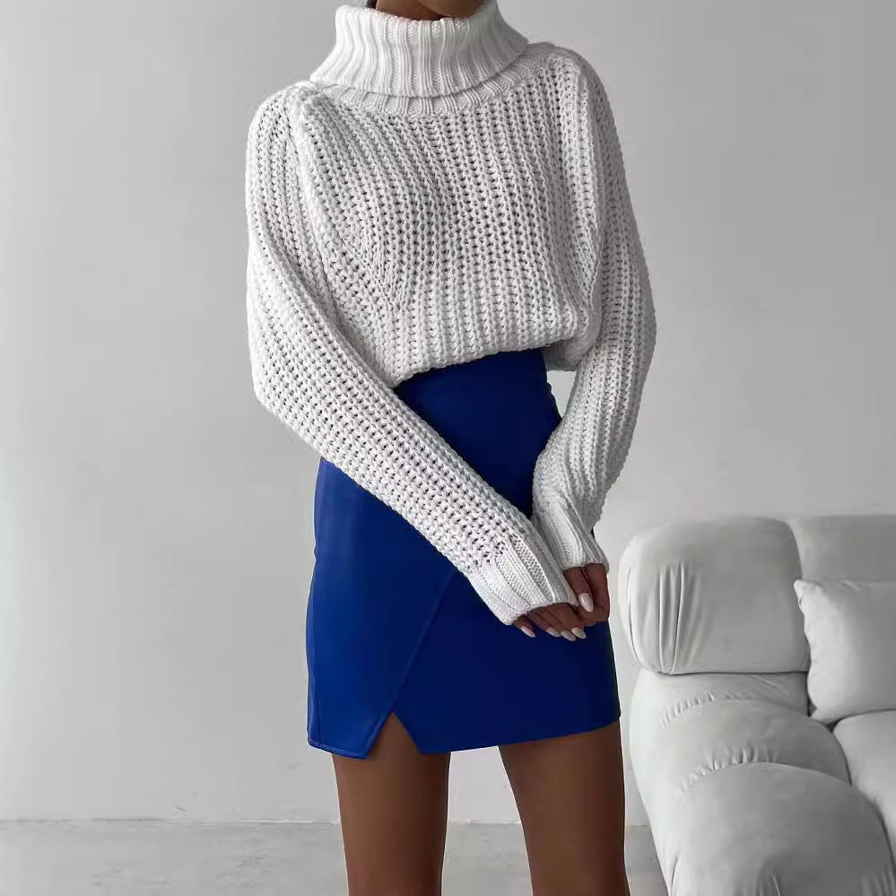 Damen Oversized Grobstrick-Pullover mit Rollkragen und weitem Schnitt Chichicherry