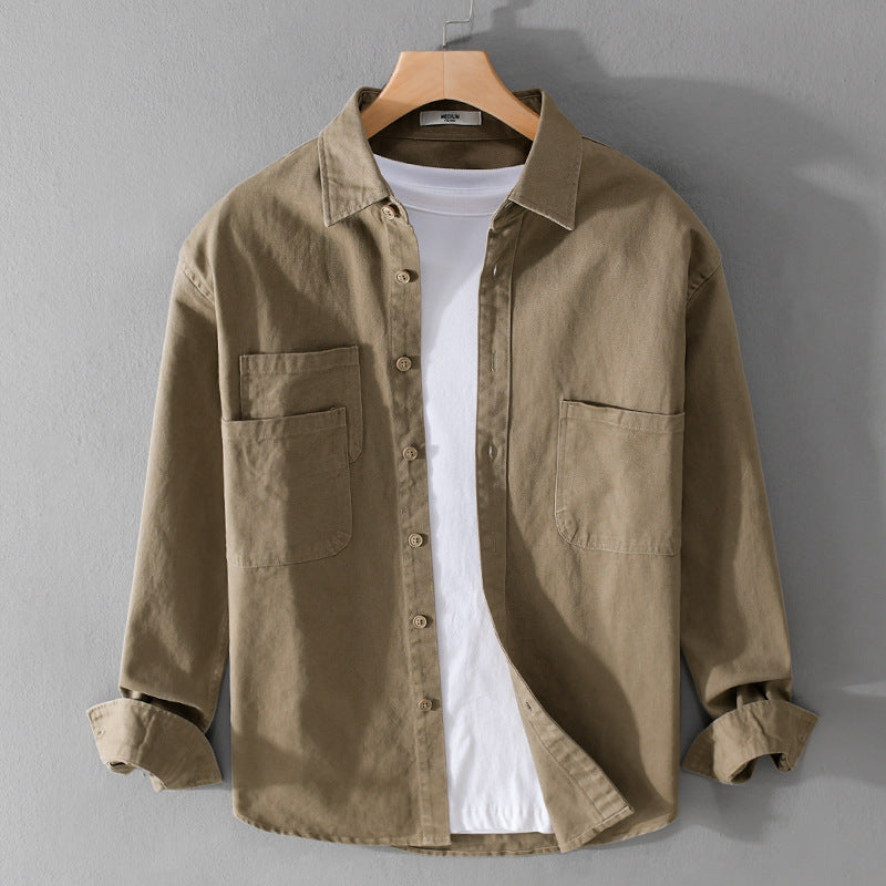 Men's utility overshirt made of cotton twill with double chest pockets and casual fit Chichicherry