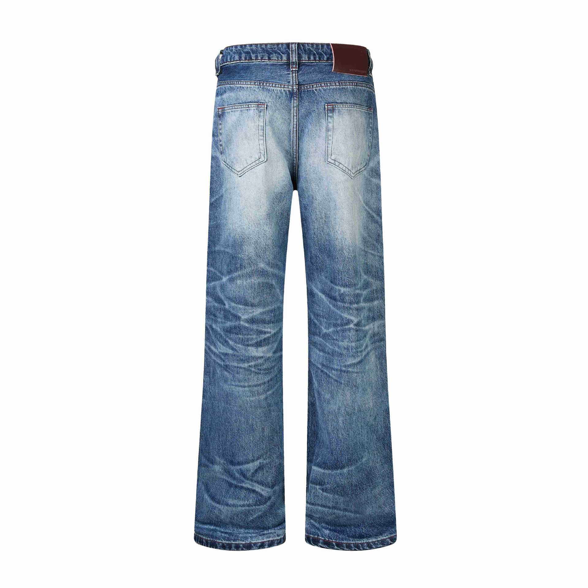 Women High-Cut Jeans with Wide Leg, Destroyed Look and Five-Pocket Style Chichicherry