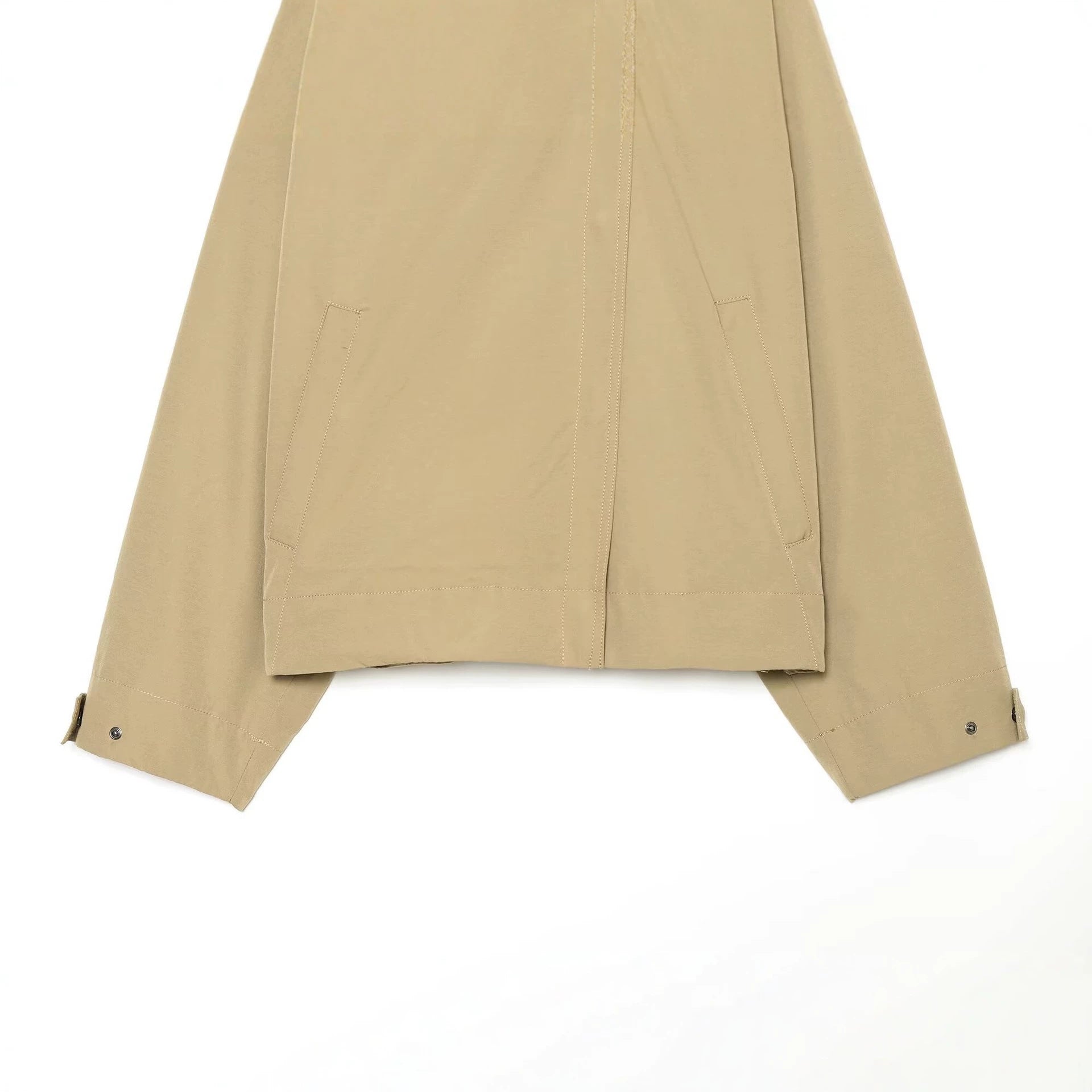 Women's Cropped Transitional Jacket with Wide Kent Collar and Concealed Button Placket Chichicherry