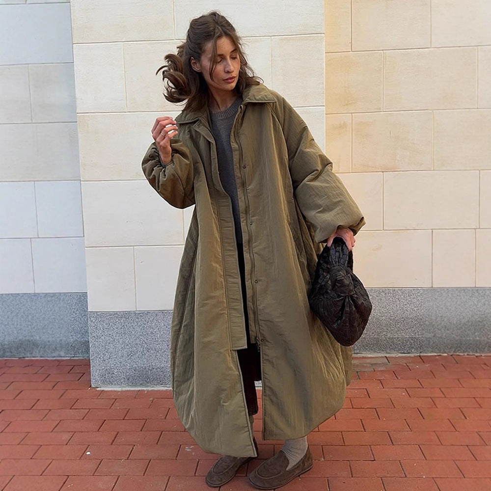 Women's Wide-Cut Quilted Balloon Coat with Hidden Button Placket Chichicherry