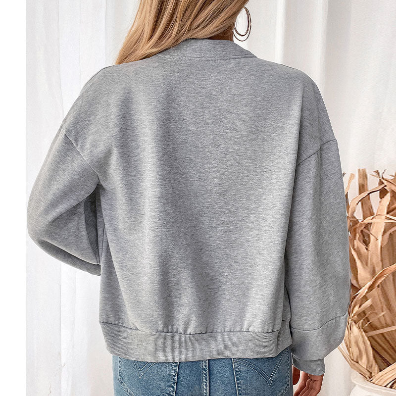 Women's Lightweight Oversize Zip Jacket with Balloon Sleeves and Ribbed Cuffs Chichicherry
