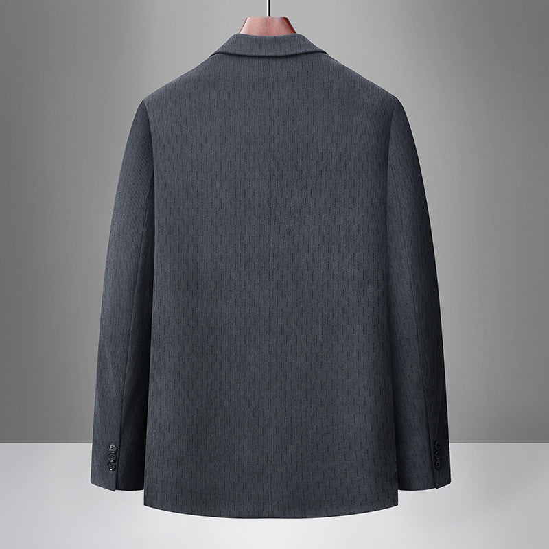 Men's Modern Business Blazer with Subtle Herringbone Pattern and Patch Pockets Chichicherry