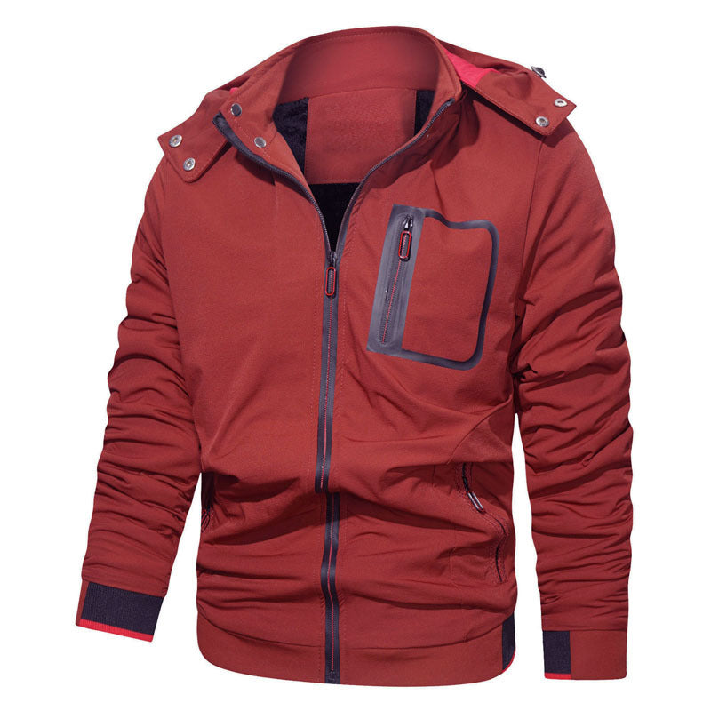 Men's softshell hoodie jacket with waterproof zip pockets and fleece-lined collar Chichicherry