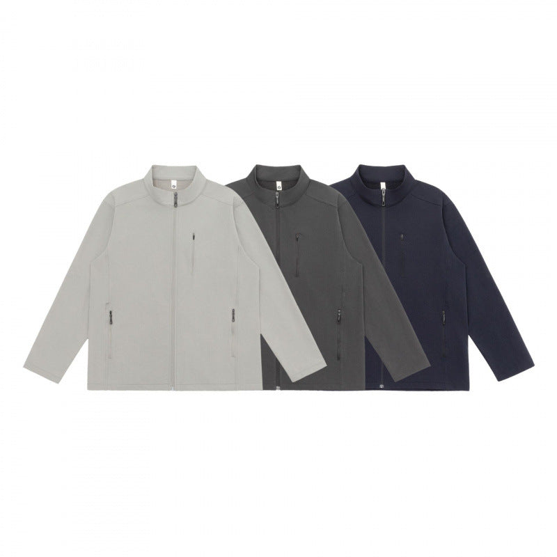 Unisex Light Tech-Fleece Zip Jacket with Stand-Up Collar, three Zip Pockets and Straight Cut Chichicherry