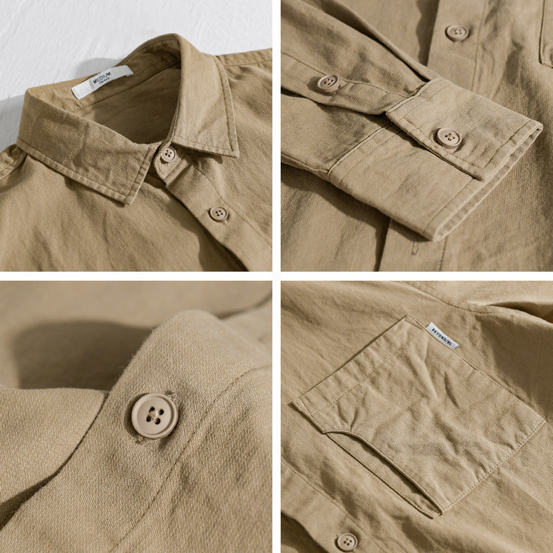 Men's casual shirt jacket made of lightweight cotton twill with a patch chest pocket and relaxed fit Chichicherry
