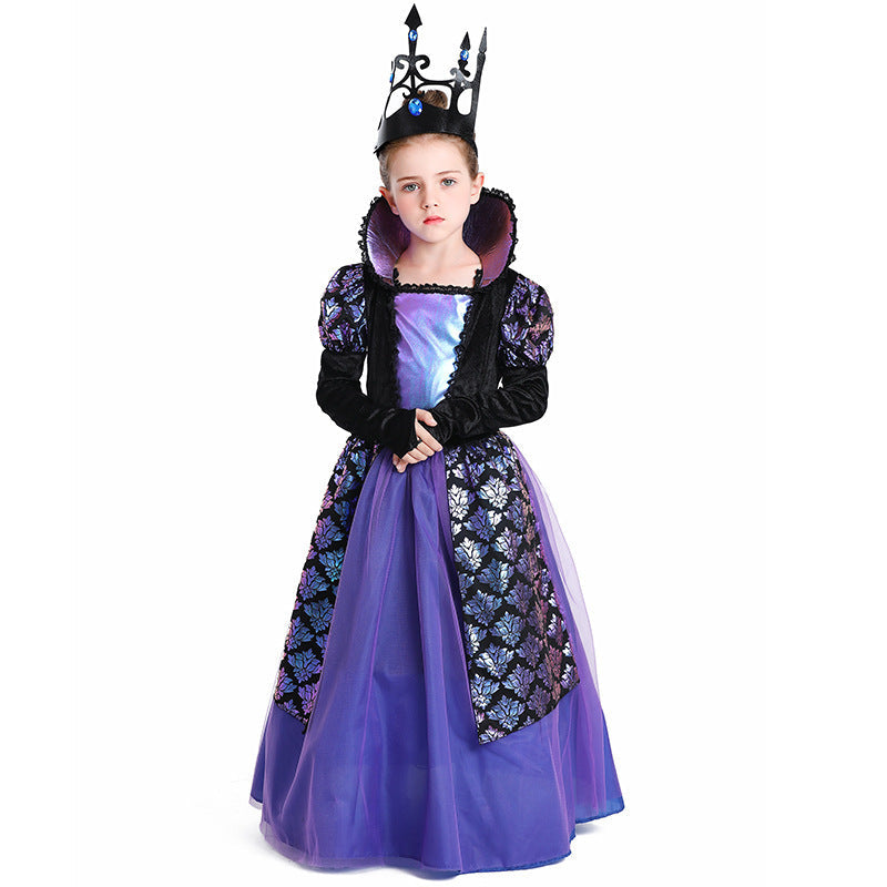 Girls Princess Costume with Shimmering Embellishments and Elegant Collar Chichicherry