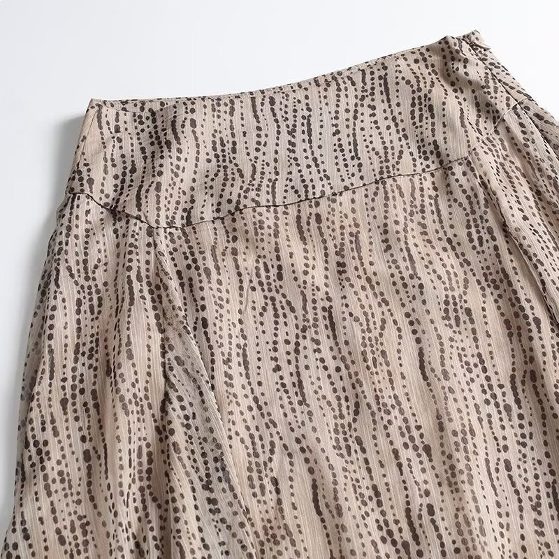 Women Flowing Midi Skirt with Pleat Effect and Subtle Polka Dot Print Chichicherry