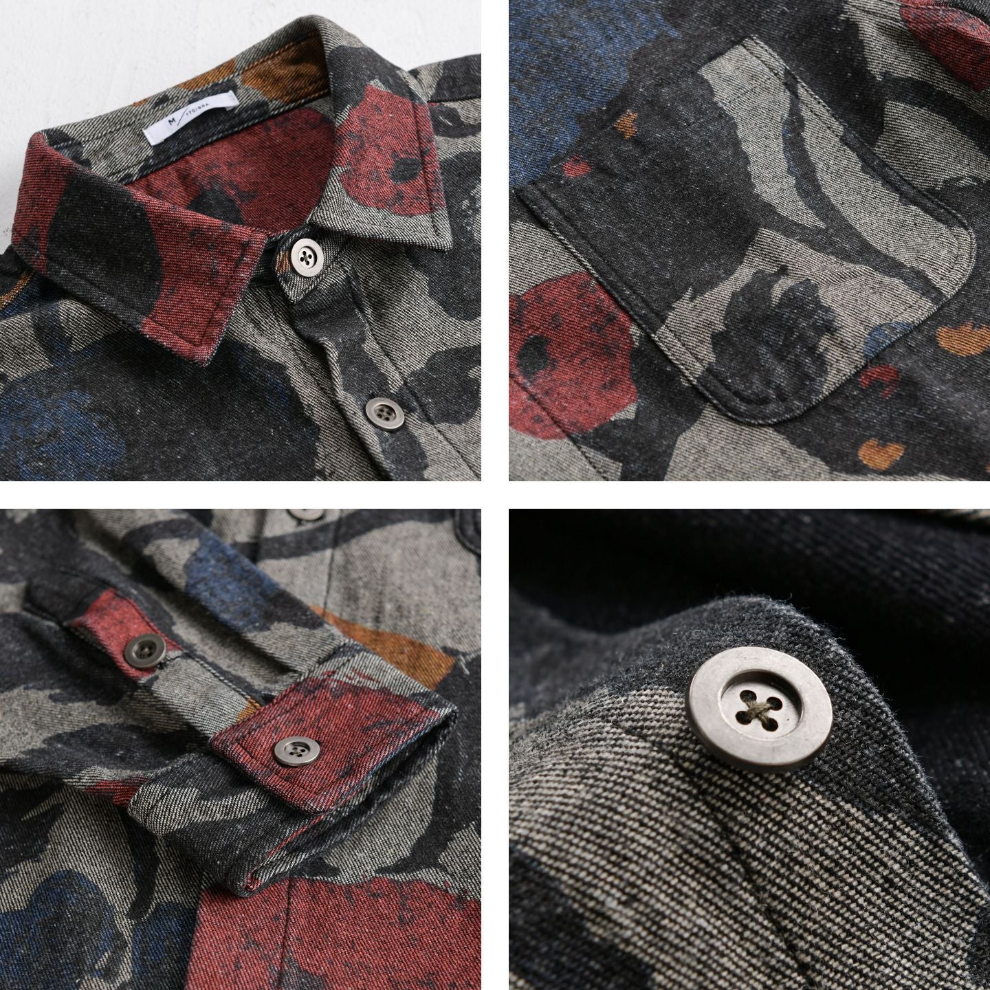 Men's overshirt made of flannel with large floral jacquard structure Chichicherry