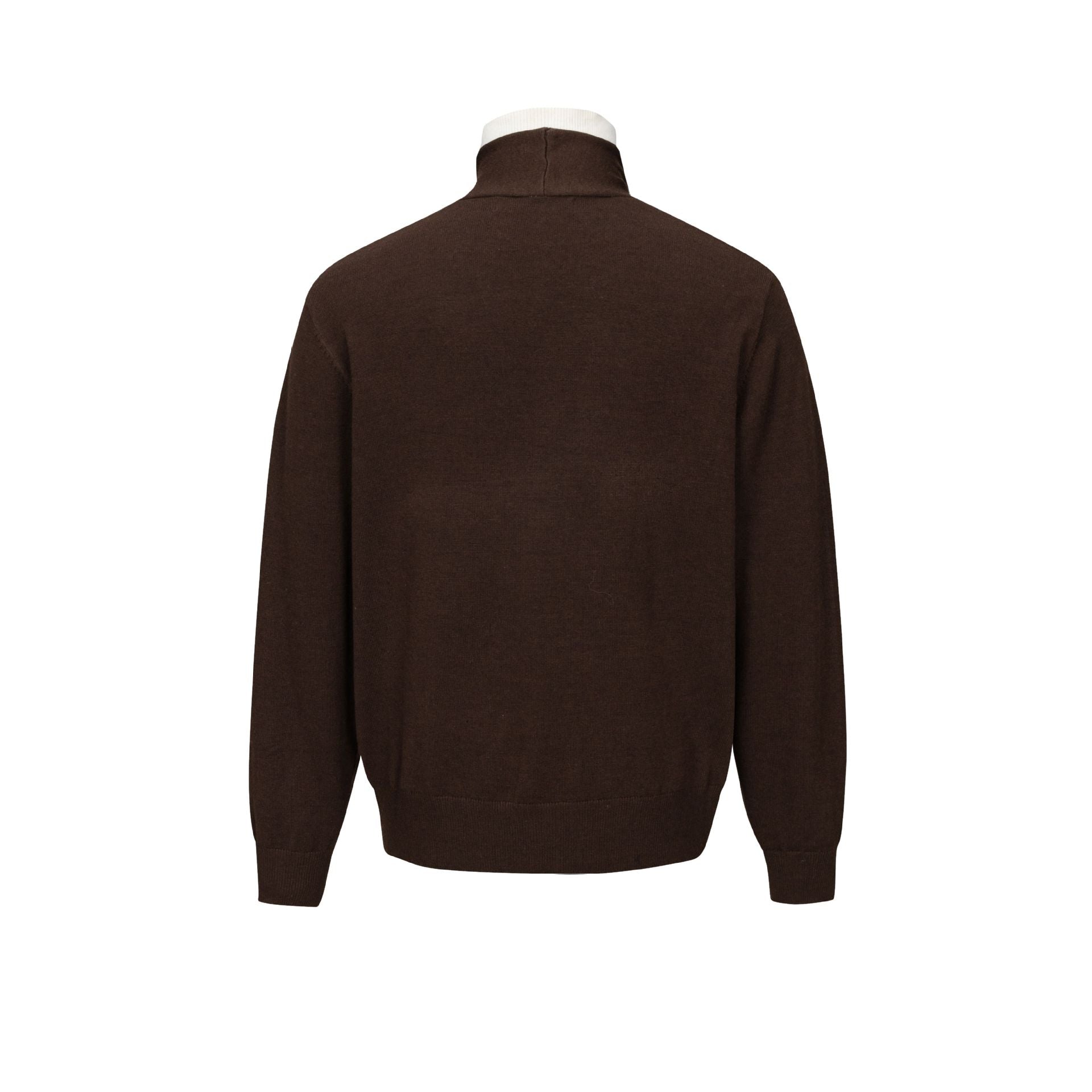 Men's fine-knit layering cardigan with deep V-neck and integrated polo collar Chichicherry
