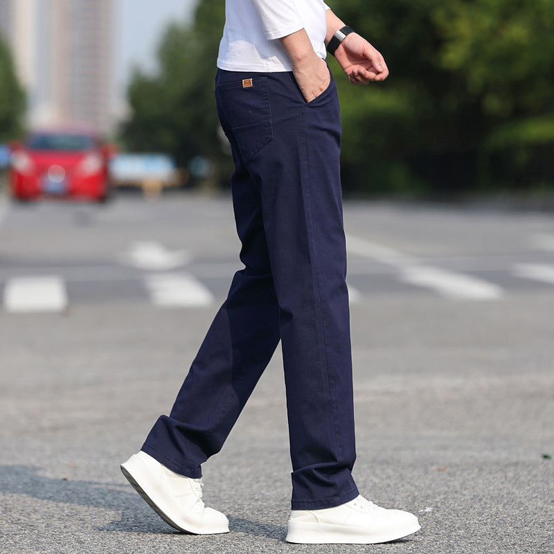 Men's Slim Fit Stretch Pants with Elastic Waistband and Straight Leg Chichicherry