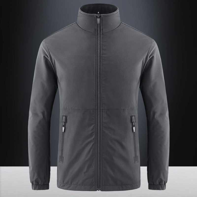 Men's lightweight water-repellent softshell jacket with stand-up collar, concealed zipper, and elastic cuffs Chichicherry