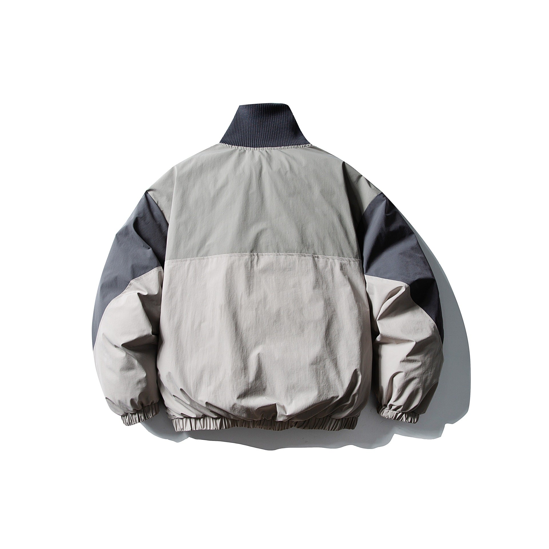 Men's Quilted Boxy Bomber with High Ribbed Collar and Elastic Hem Chichicherry