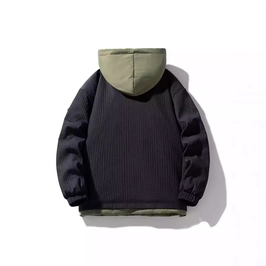 Men's Padded Hooded Jacket with Graphic Print, Teddy Inner Lining and Windproof Outer Shell Chichicherry