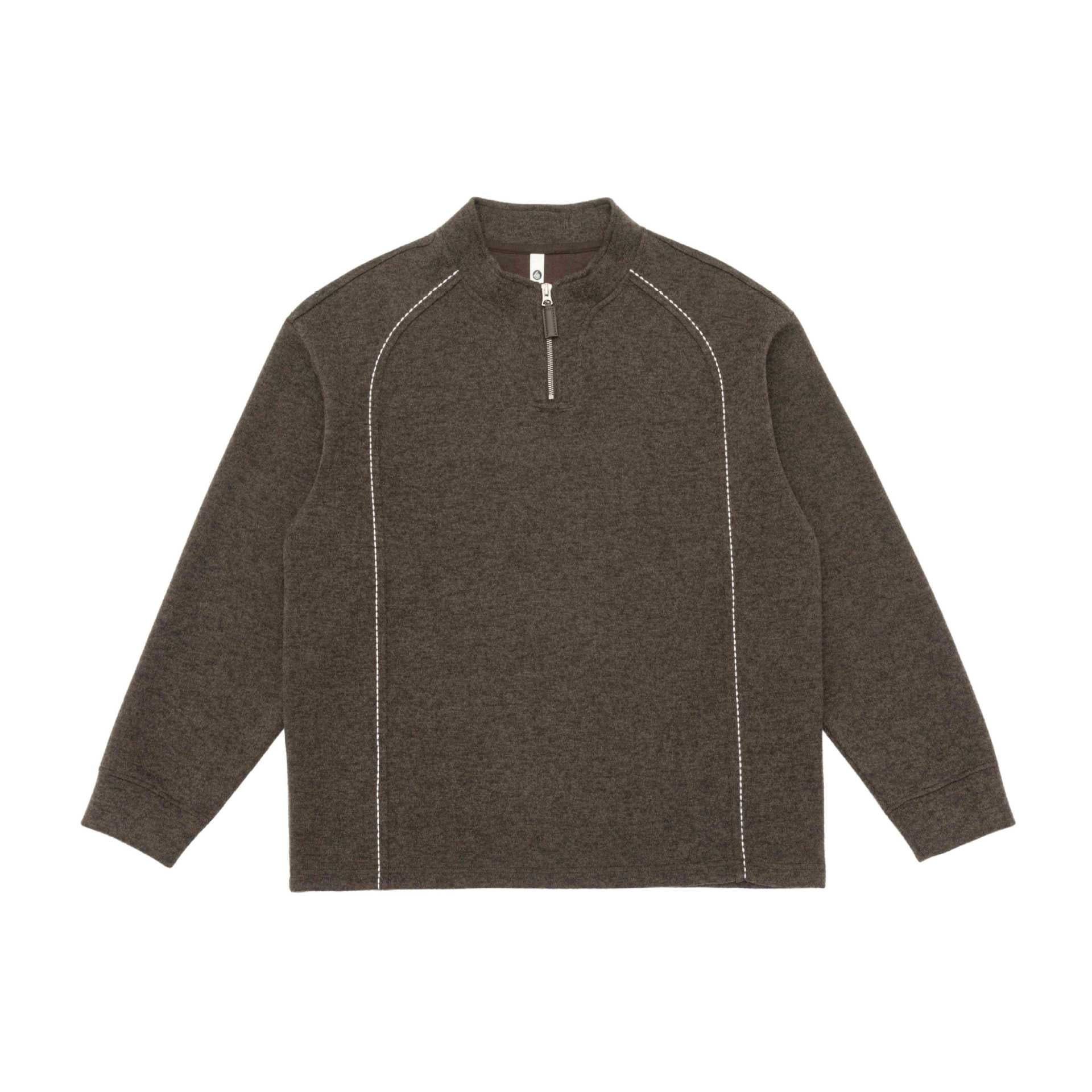 Men's Half-Zip Sweatshirt with Stand Collar and Contrast Stitch Chichicherry