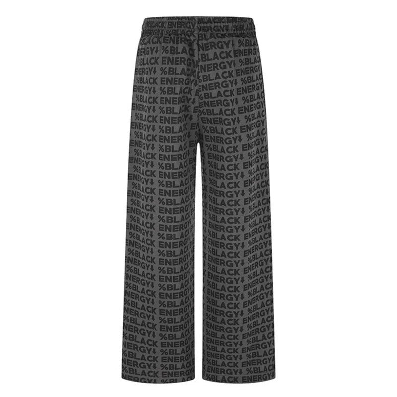 Women's Wide Palazzo Lounge Pants with Drawstring, Allover Logo Print and Elastic Comfort Waistband Chichicherry