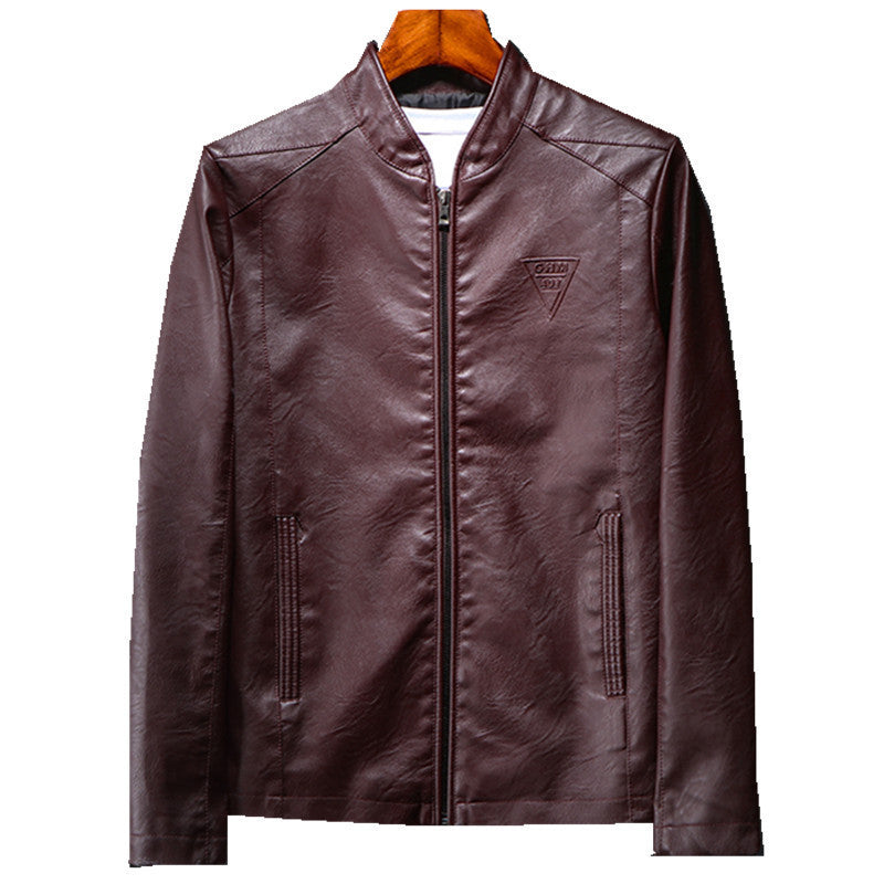 Men's Faux Leather Blouson in Slim Fit with fine texture, stand-up collar and concealed zipper Chichicherry