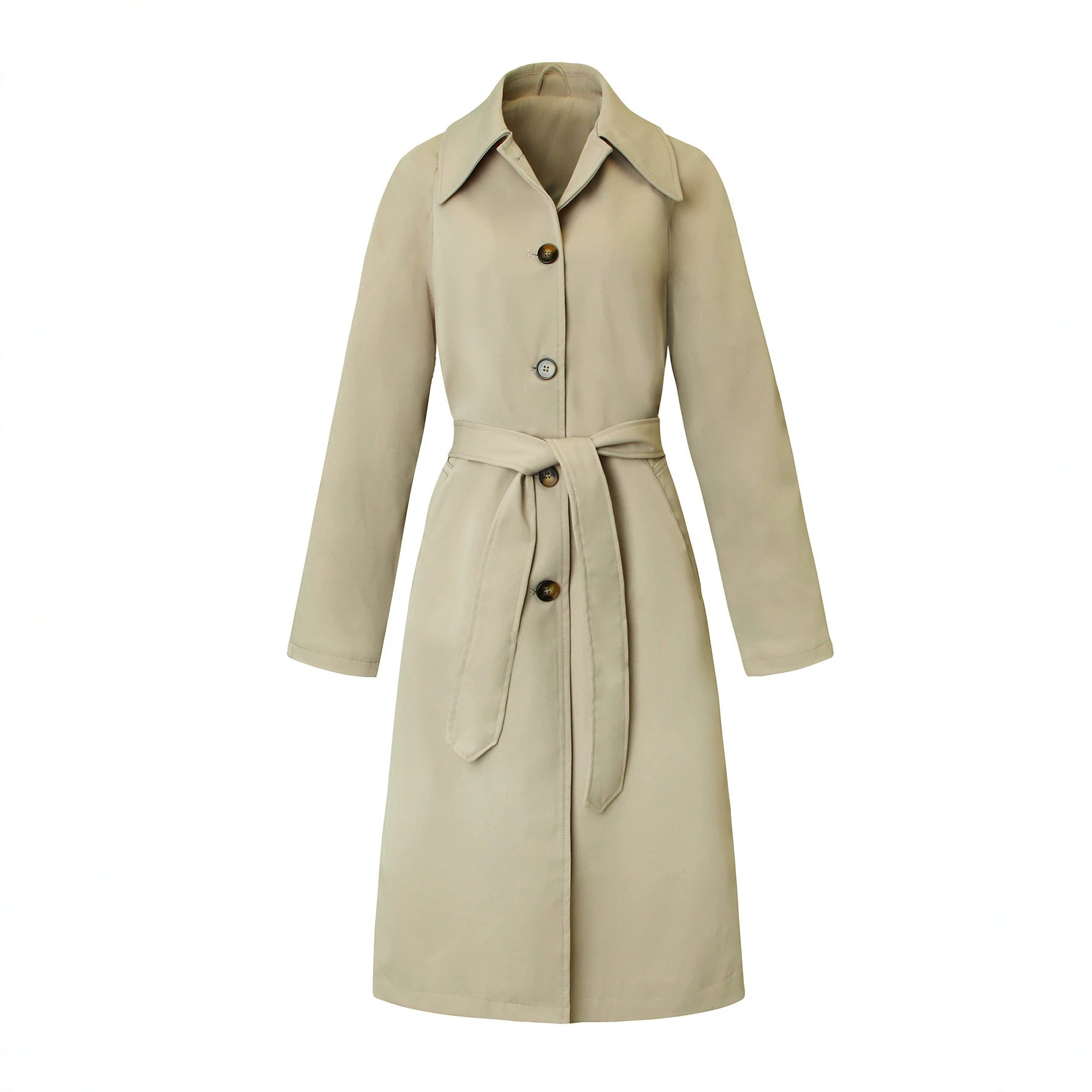 Women's trench coat with tie belt, fitted cut and shirt collar Chichicherry
